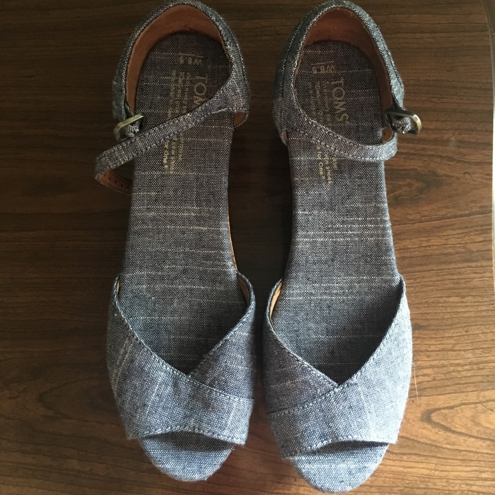 TOMS denim wedges